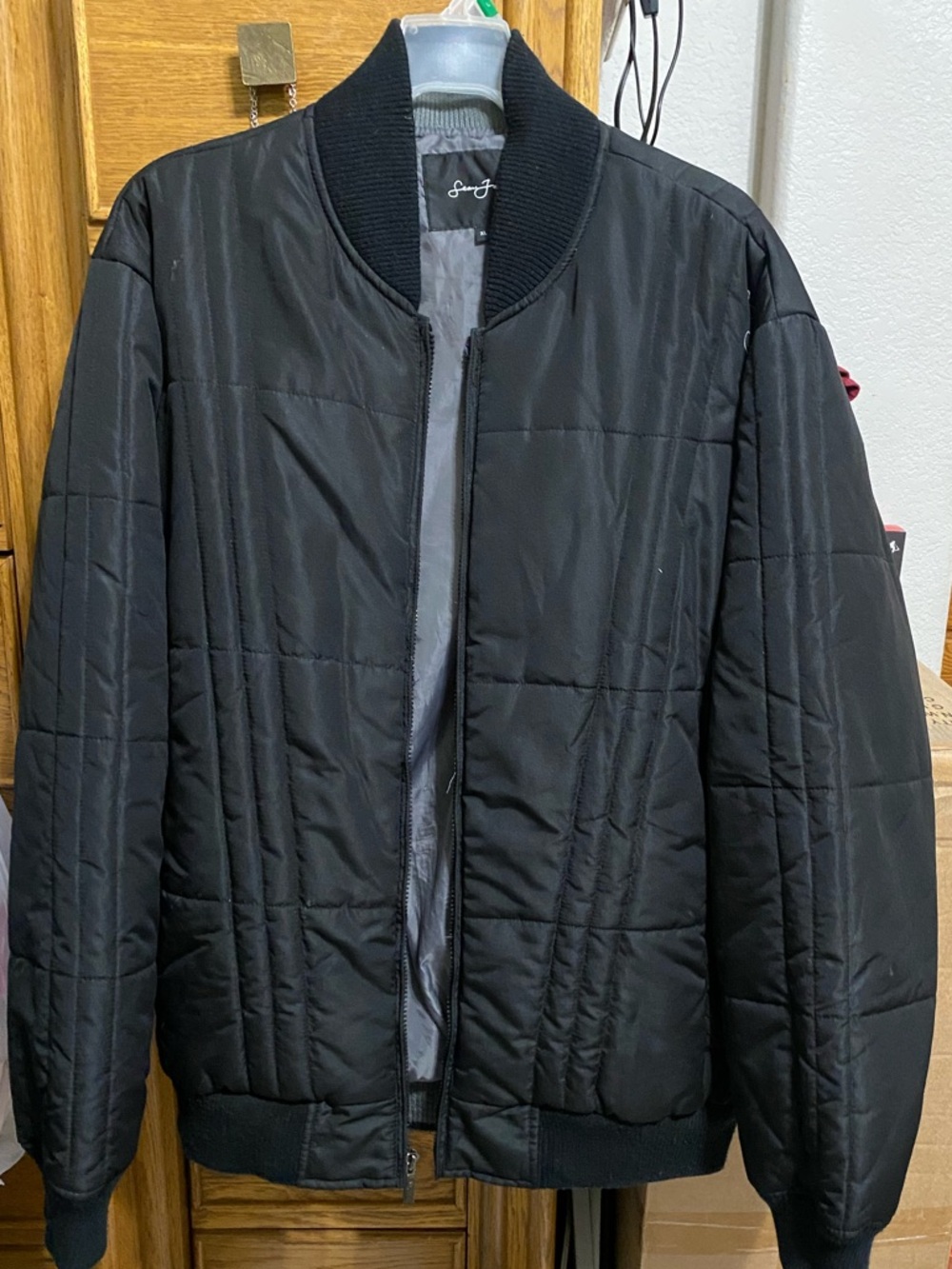 Men's Black Quilted Bomber Jacket - Sean John XL $35.00